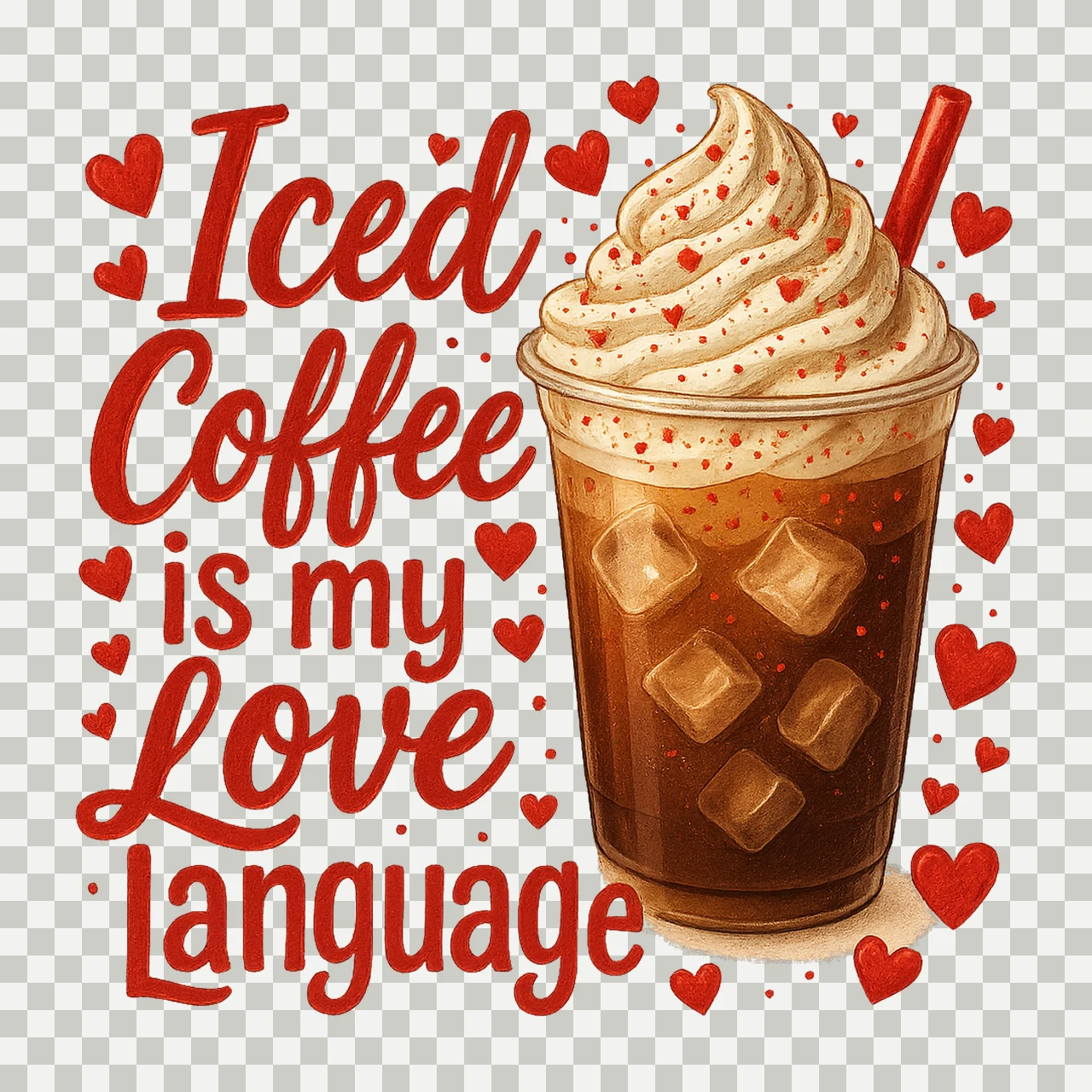 Iced Coffee Love Language Valentine Day Coffee Design transparency and detail preview thumbnail