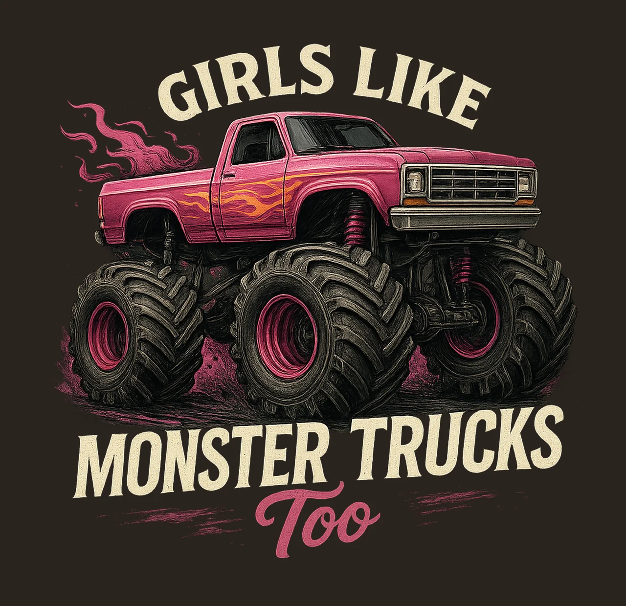 Girls Monster Truck Sublimation Pink Truck Design Girls Love contrast preview thumbnail
