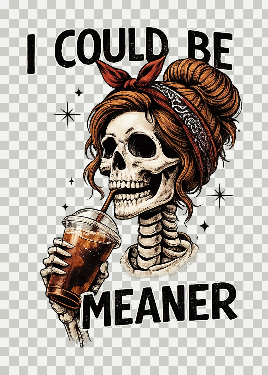 Could Be Meaner Funny Humor Sarcastic Quote Trendy Shirt transparency and detail preview thumbnail