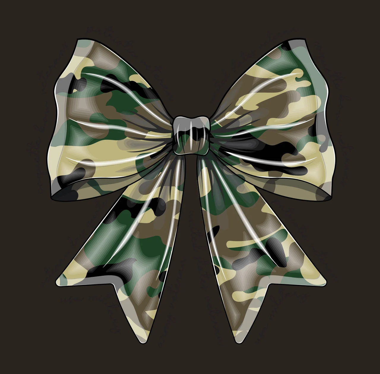 Bow Large Black Silhouette With Repeating Themed Cursive Variation contrast preview thumbnail