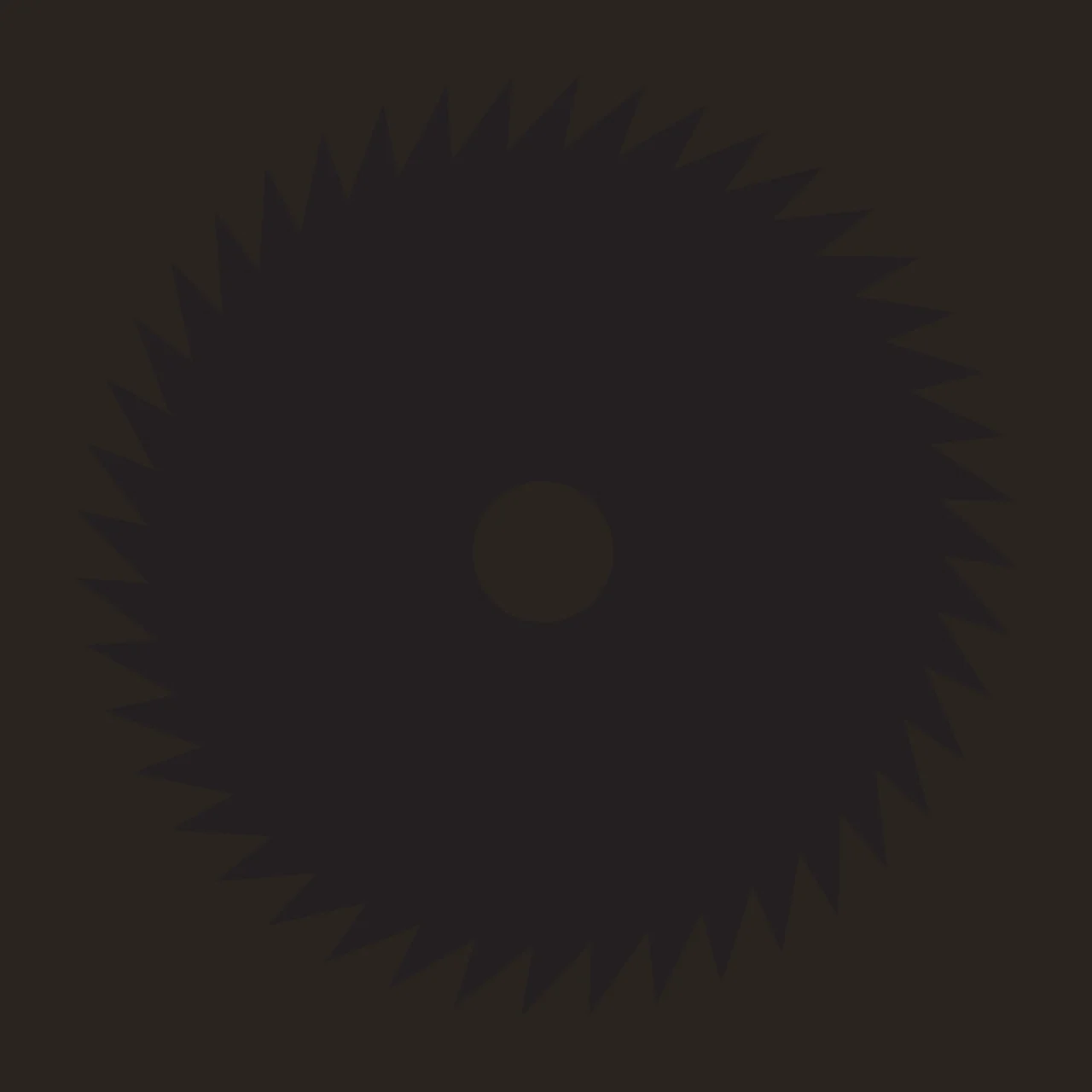 Silhouette Design of circular saw blade with teeth and center hole in black and white contrast preview thumbnail