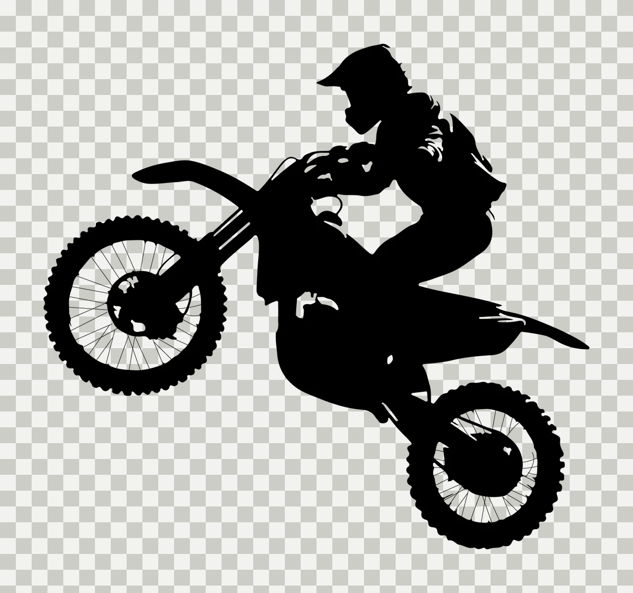 Motorbike Rider Silhouette Performing Wheelie helmet black transparency and detail preview thumbnail
