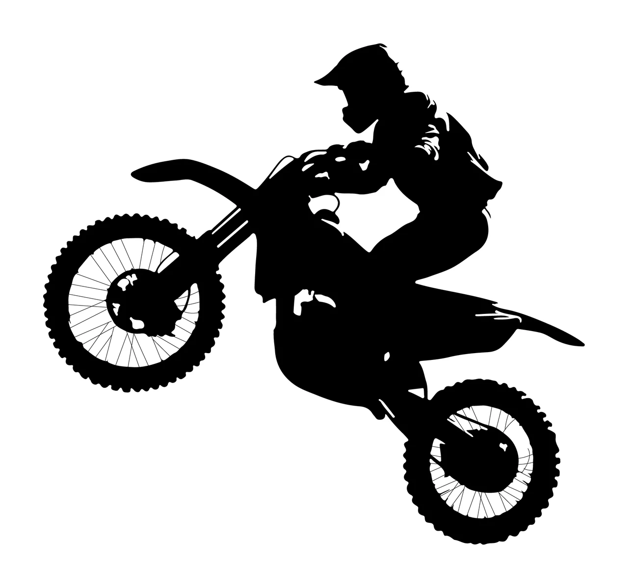 Motorbike Rider Silhouette Performing Wheelie helmet black