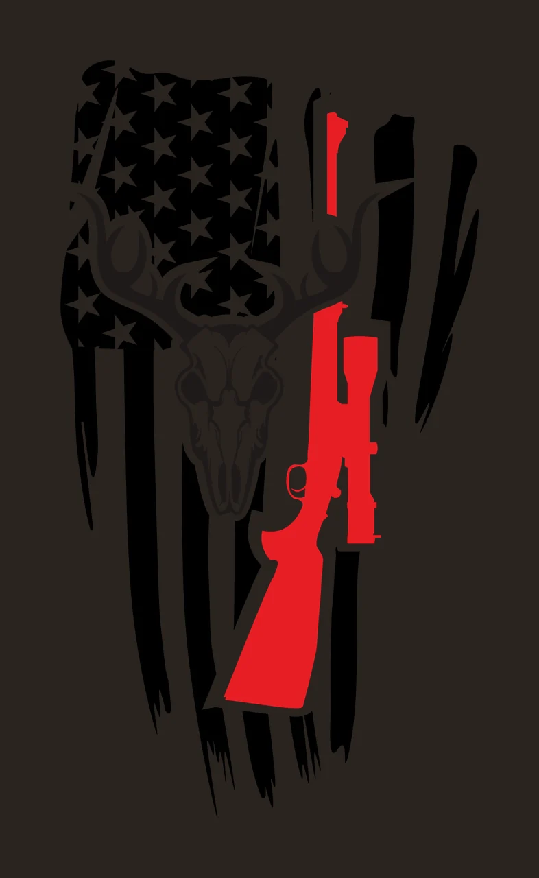 Skull American Flag Deer Graphic antlers rifle striped silhouette contrast preview thumbnail