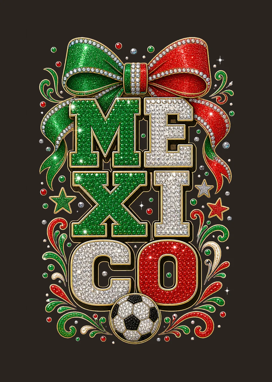 Mexico Soccer Rhinestone Bow sublimation instant Variation C contrast preview thumbnail