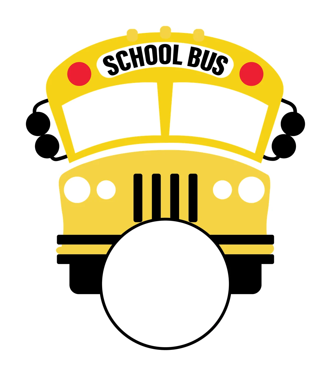 School Bus Front View Of Silhouette With Empty circle graphic