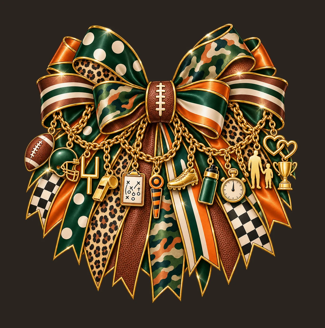Football Dad Bow Charm PNG, Gold Chain Charms, Transparent Sublimation Design, Digital Download contrast preview thumbnail