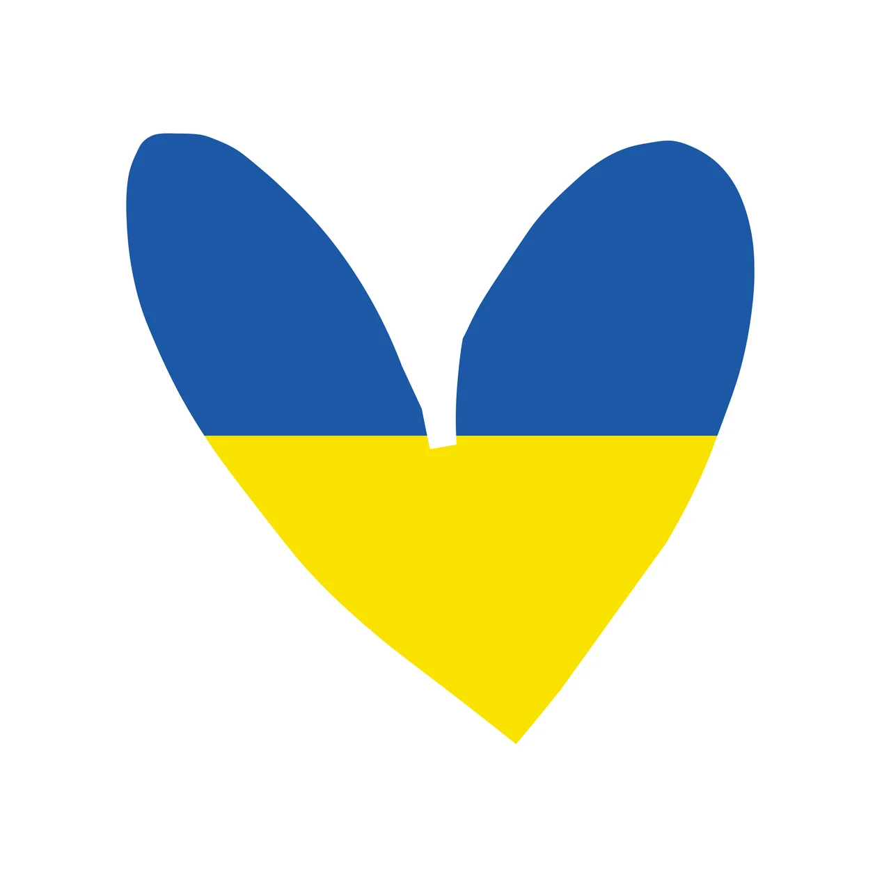 Heart-shaped design with Ukrainian flag colors with blue upper half, yellow lower half and heart outline