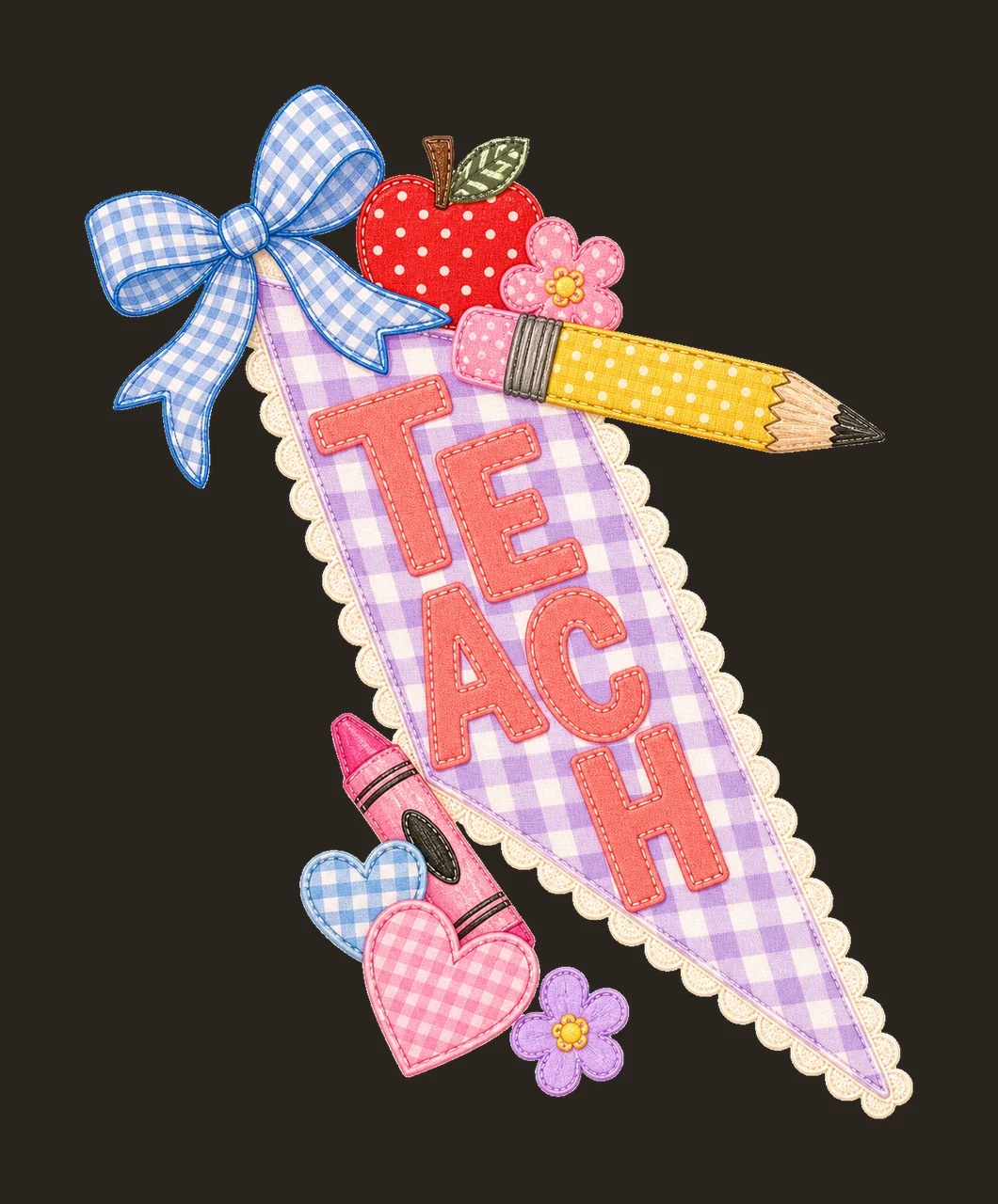 Teacher Pennant Flag First Day of School Cute Variation B contrast preview thumbnail