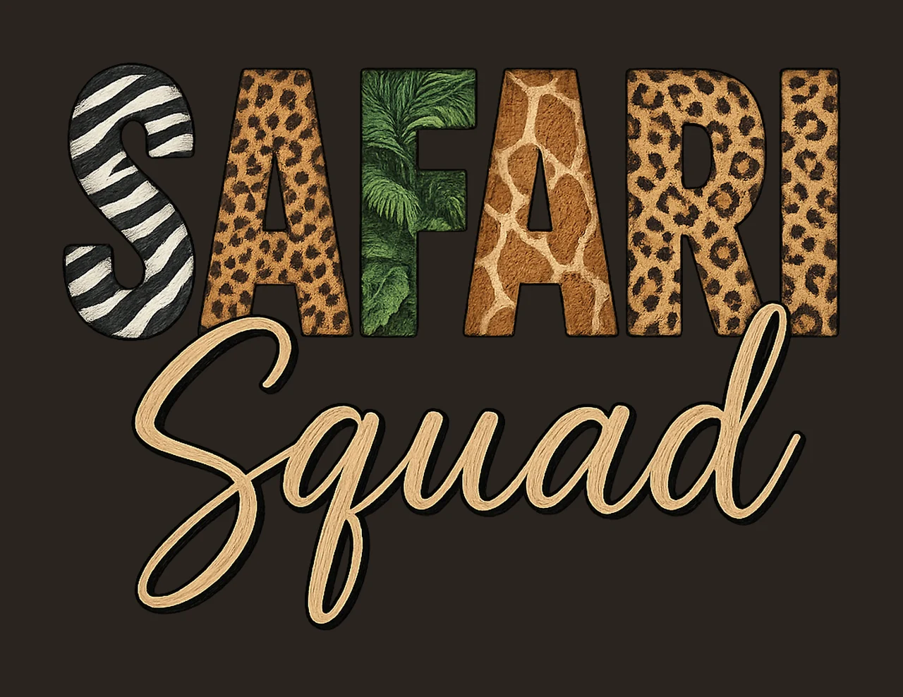 Safari Squad for DTF or Sublimation Animal Print Design contrast preview thumbnail