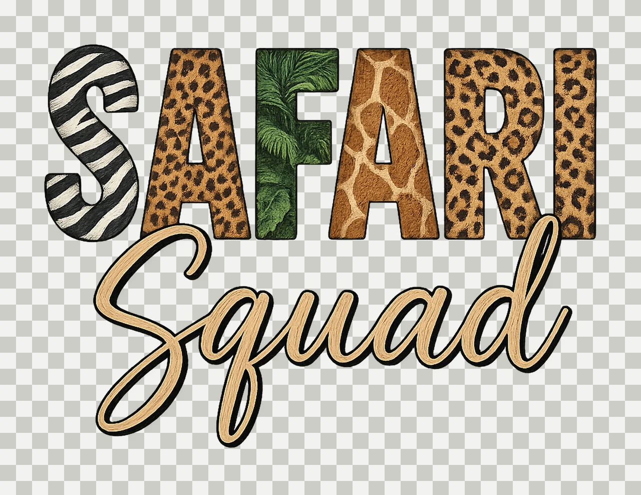 Safari Squad for DTF or Sublimation Animal Print Design transparency and detail preview thumbnail