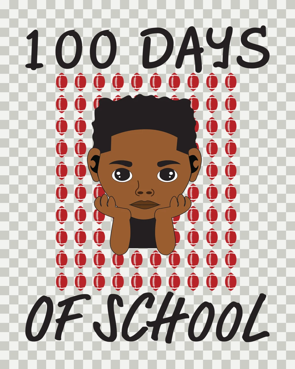 Black 100 Days Of School Text Design celebrating number letter transparency and detail preview thumbnail