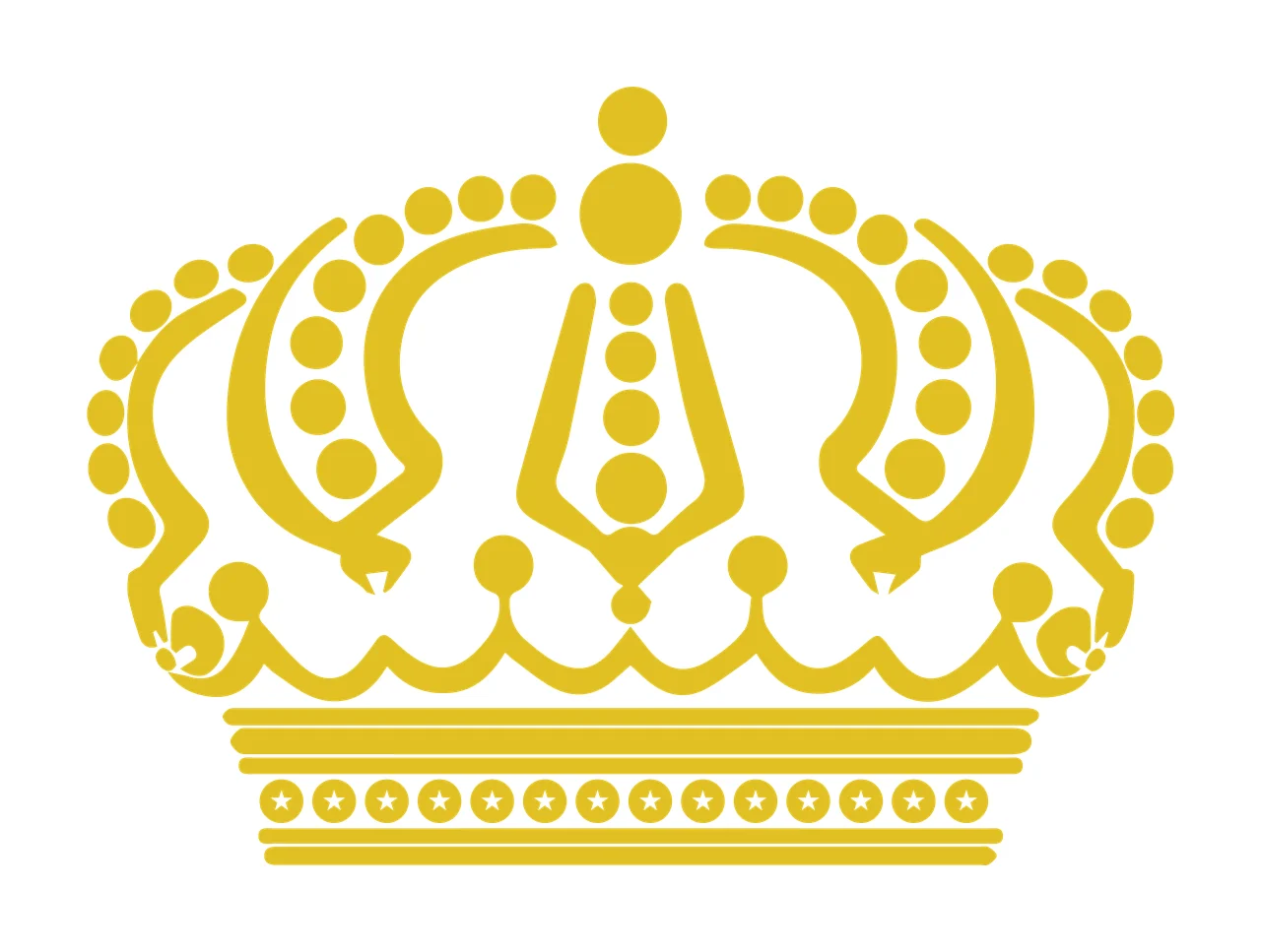 Black Decorative Crown Graphic circles lines stars white plain