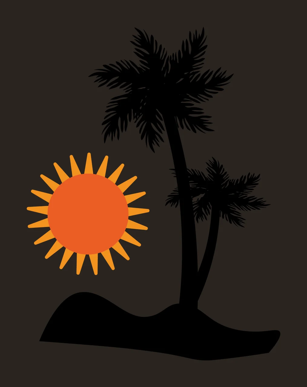 Palm Tree Trees And Sun Graphic Silhouette landscape stationary contrast preview thumbnail
