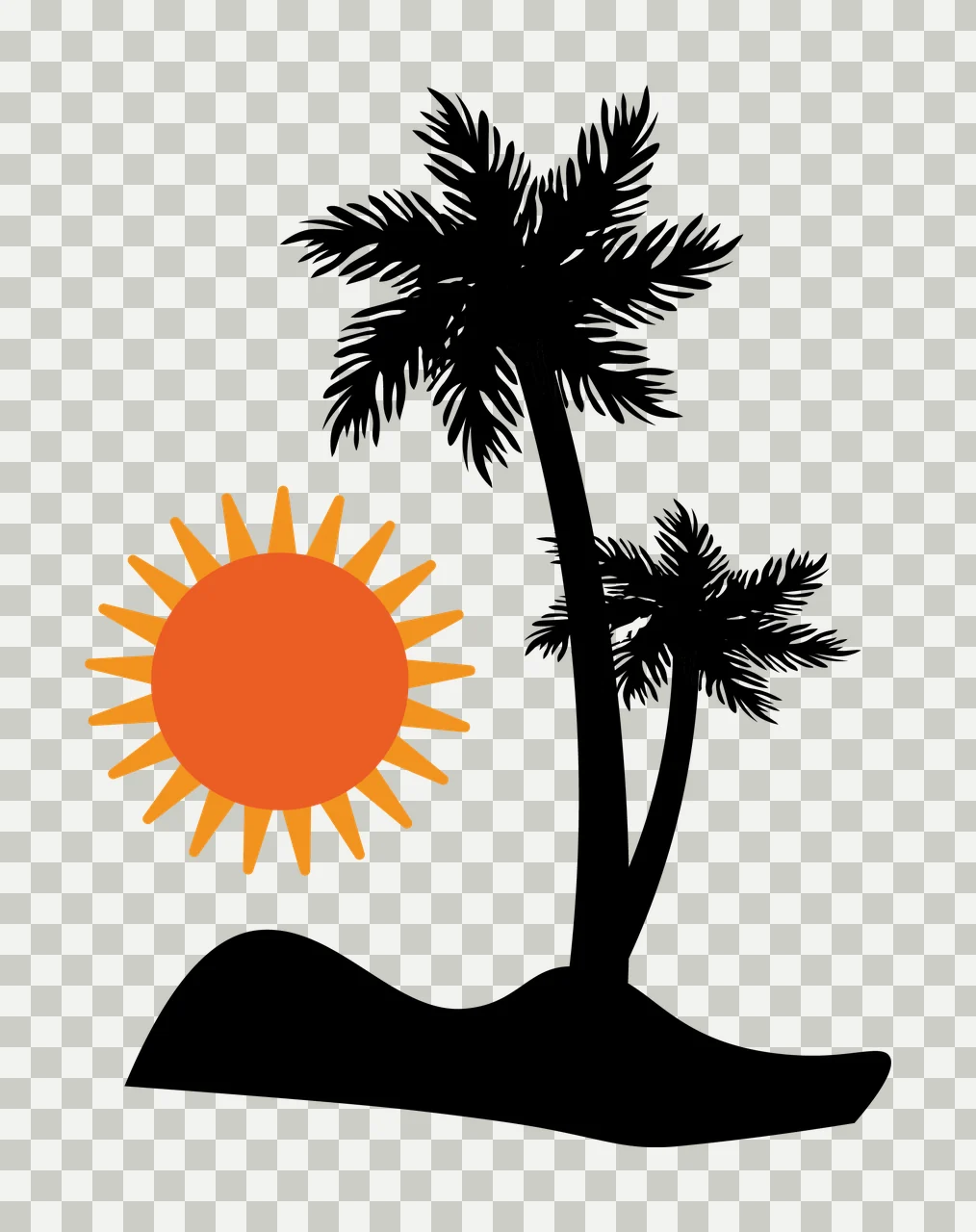 Palm Tree Trees And Sun Graphic Silhouette landscape stationary transparency and detail preview thumbnail