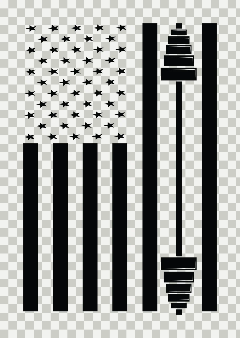 Flag Stars And Stripes With Barbell black weightlifting fitness transparency and detail preview thumbnail