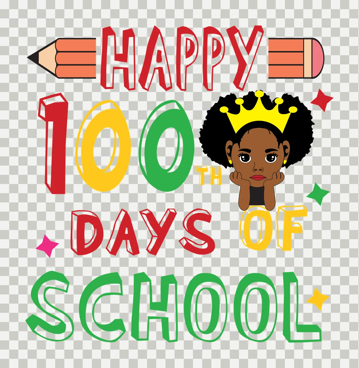 Black Afro Happy 100Th Days Of School Graphic number celebrating transparency and detail preview thumbnail