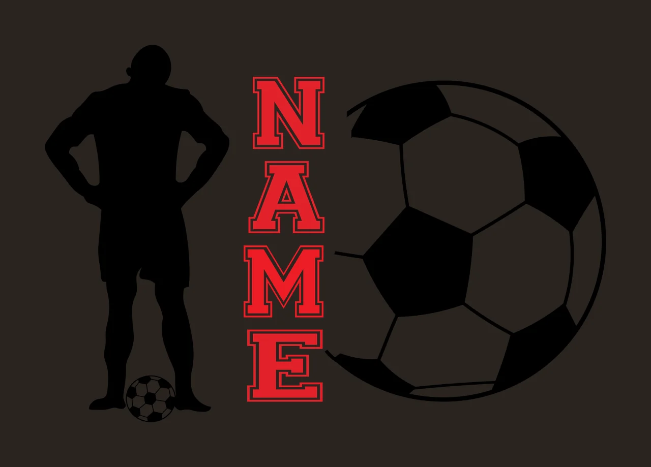 Soccer Name Silhouette Of Person Standing With Ball black white contrast preview thumbnail