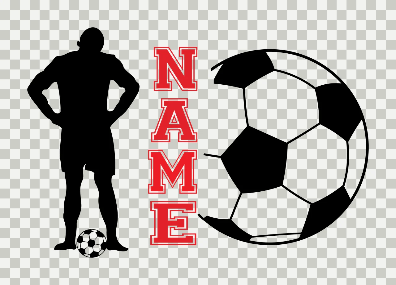 Soccer Name Silhouette Of Person Standing With Ball black white transparency and detail preview thumbnail