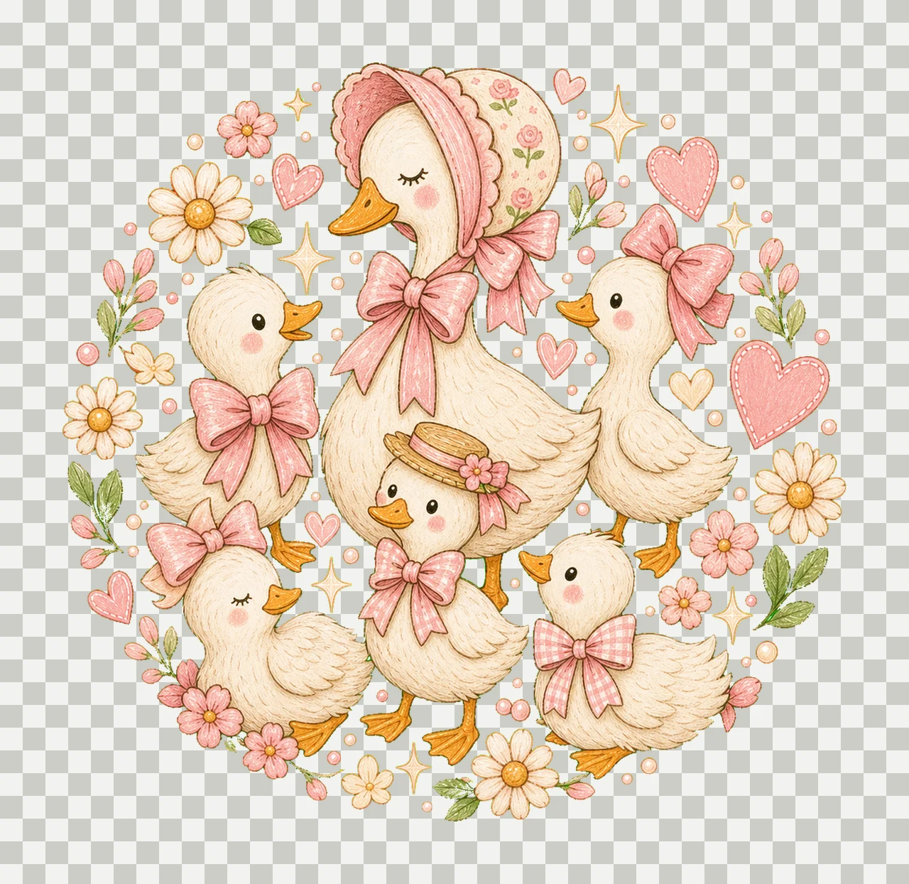 Vintage Mama Goose Preppy Mom Coquette Design Vintage Goose transparency and detail preview thumbnail