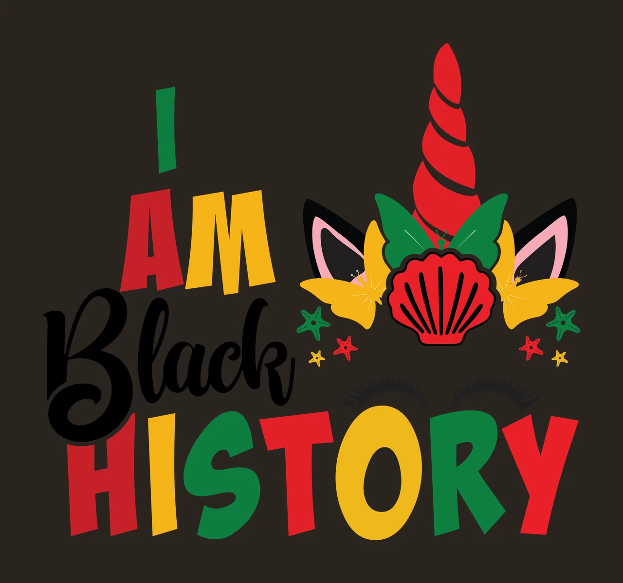 I Am A Black History Unicorn Graphic Text and head Displaying contrast preview thumbnail