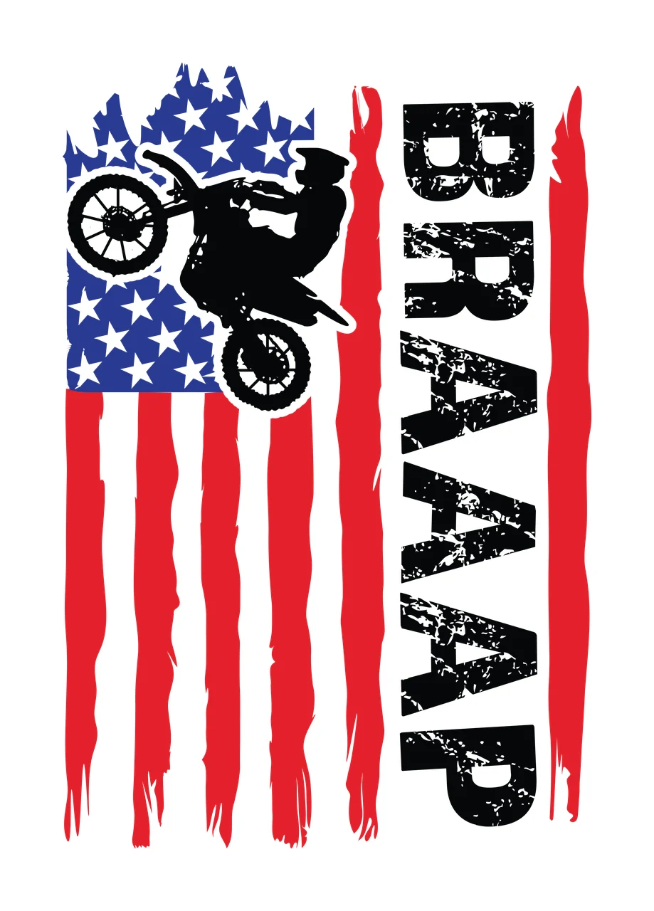 Braaap Flag Motorcycle Performing A Wheelie Over Vertical Variation