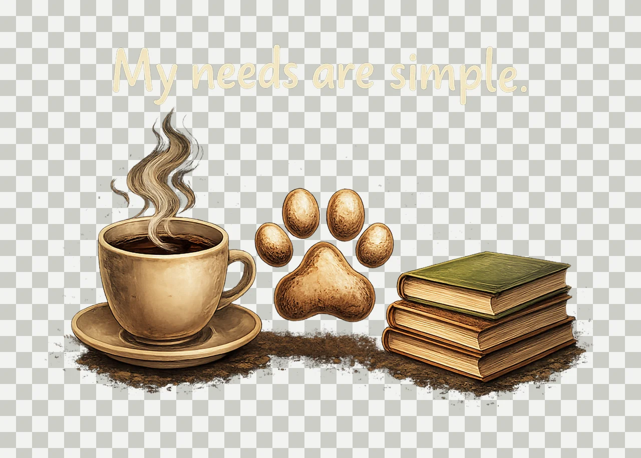 Dog Lover Shirt Coffee Book Design My Needs Are Simple transparency and detail preview thumbnail