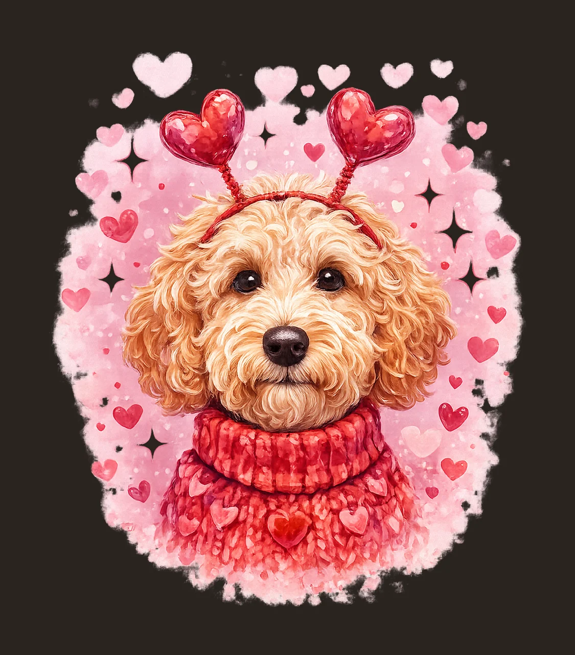 Goldendoodle dog valentines heart hand painted design cute contrast preview thumbnail