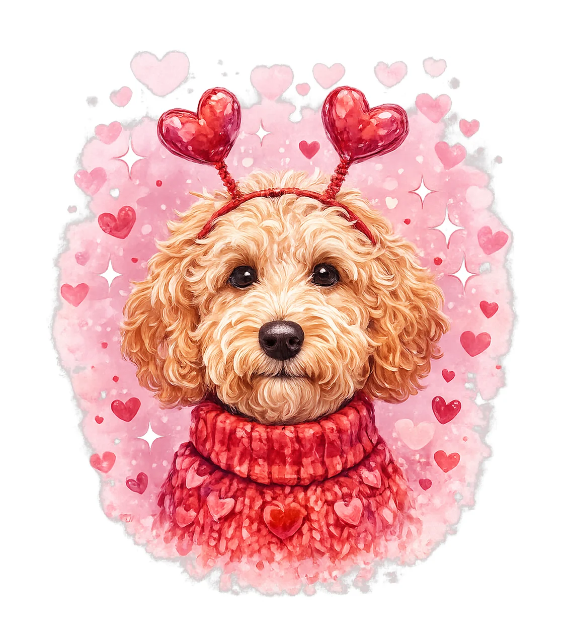 Goldendoodle dog valentines heart hand painted design cute
