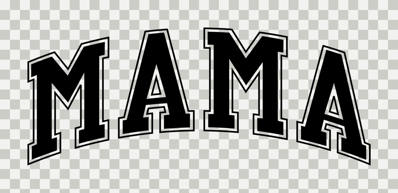 Mama Text With Outline And Black Featuring Typography transparency and detail preview thumbnail