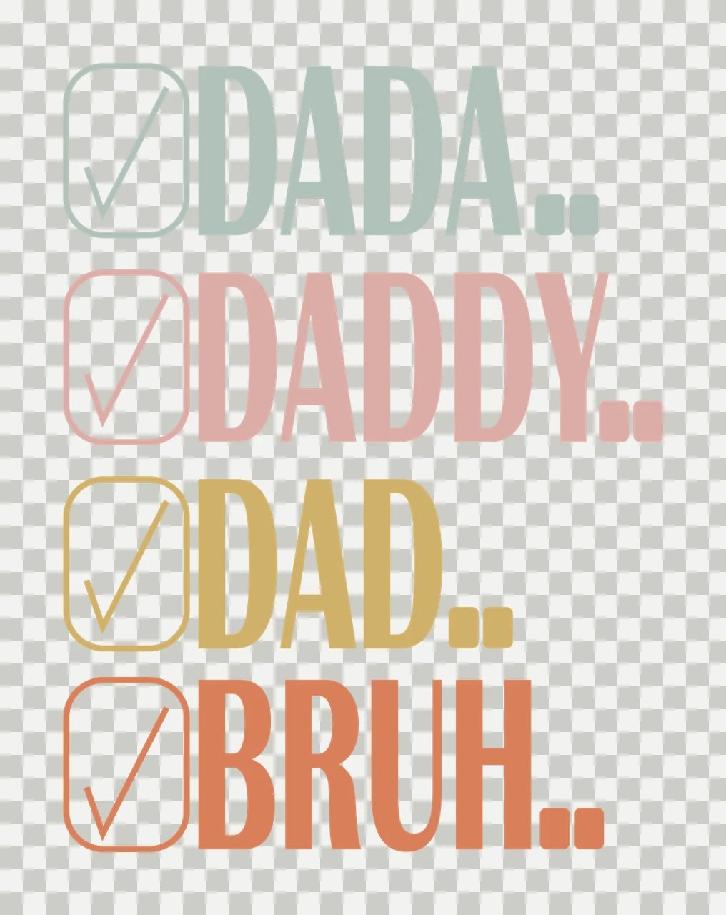 List Of Fatherhood Terms With Checkboxes selecting minimalist graphic transparency and detail preview thumbnail