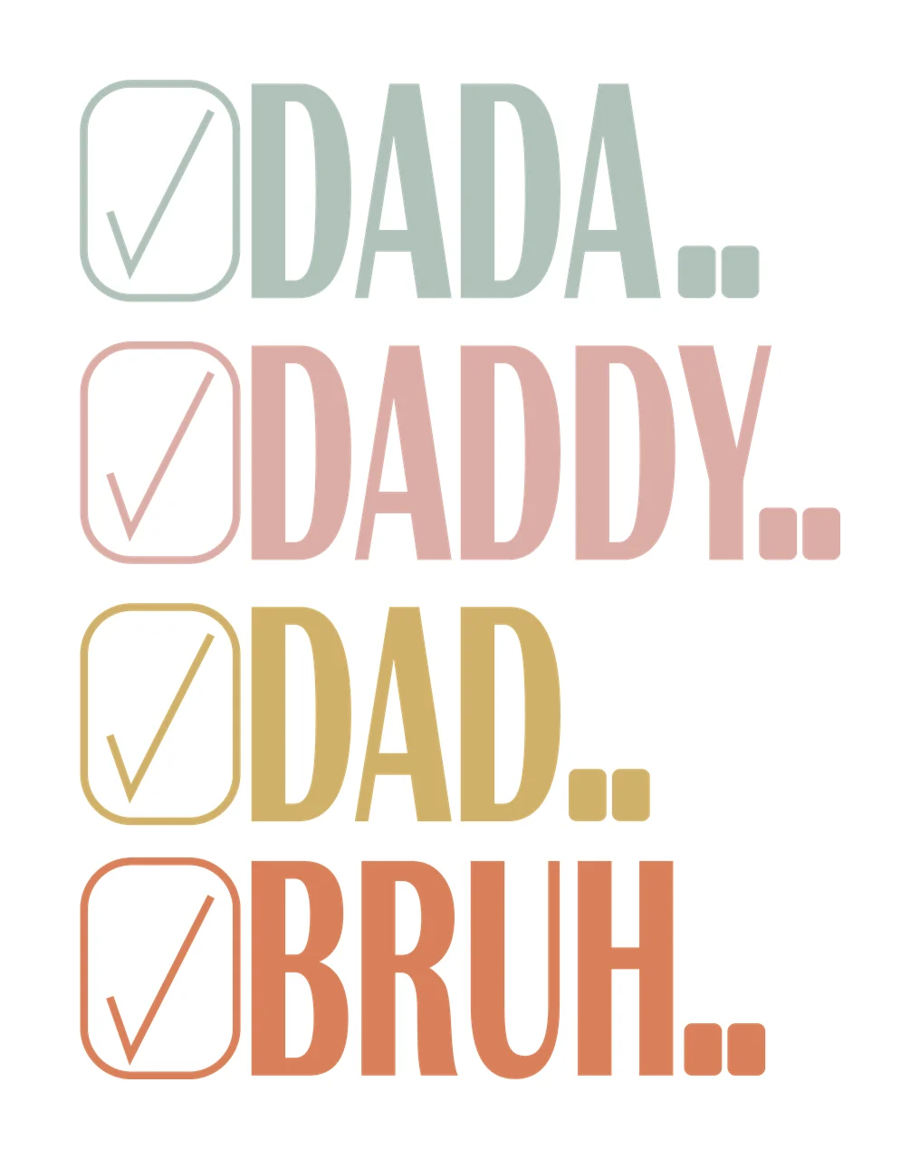 List Of Fatherhood Terms With Checkboxes selecting minimalist graphic