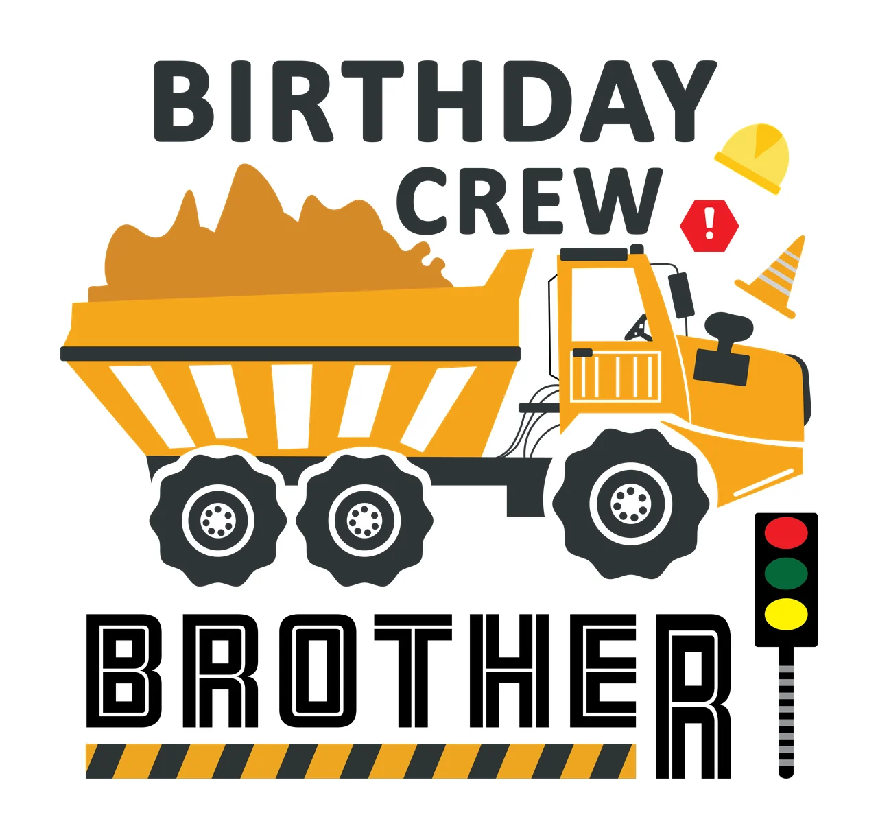 Birthday Construction Dump Truck Design hard hat traffic Variation