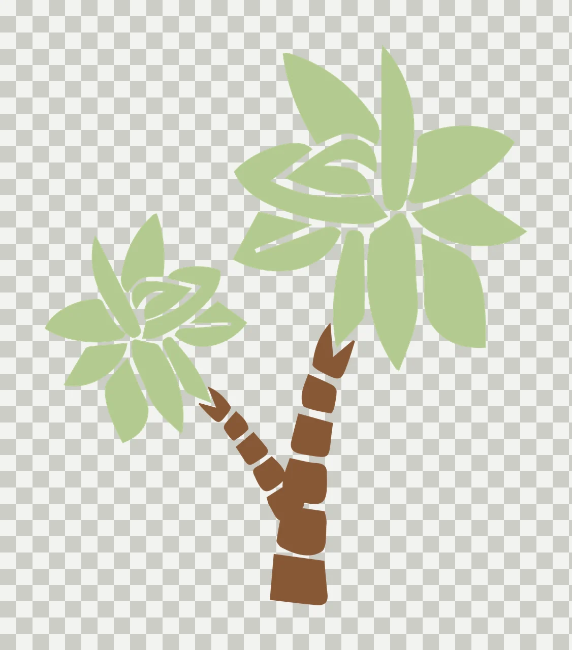 Two Abstract Palm Trees In A Minimalist Black Standing tree transparency and detail preview thumbnail