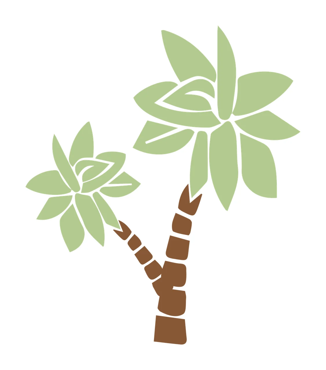 Two Abstract Palm Trees In A Minimalist Black Standing tree