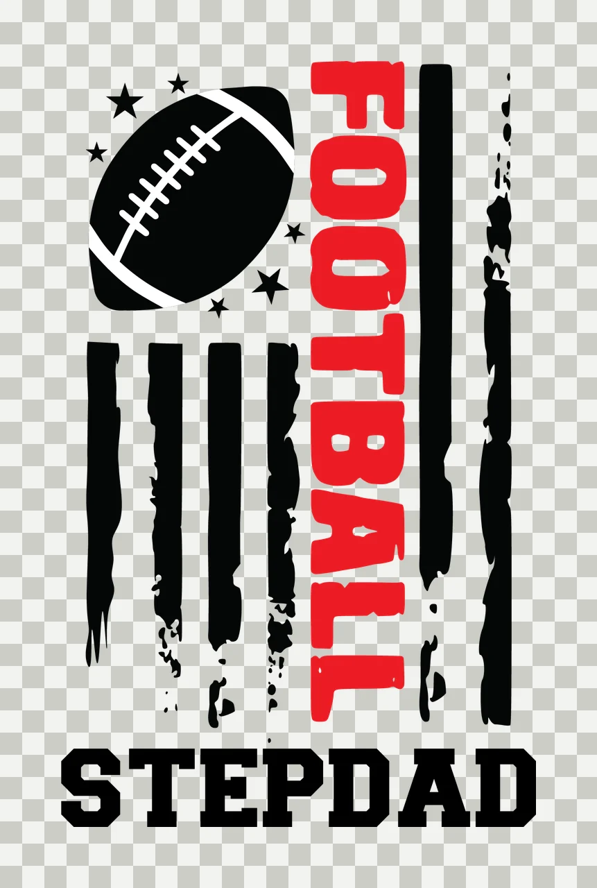 Football Stepdad Flag Style Text stars stripes black white transparency and detail preview thumbnail