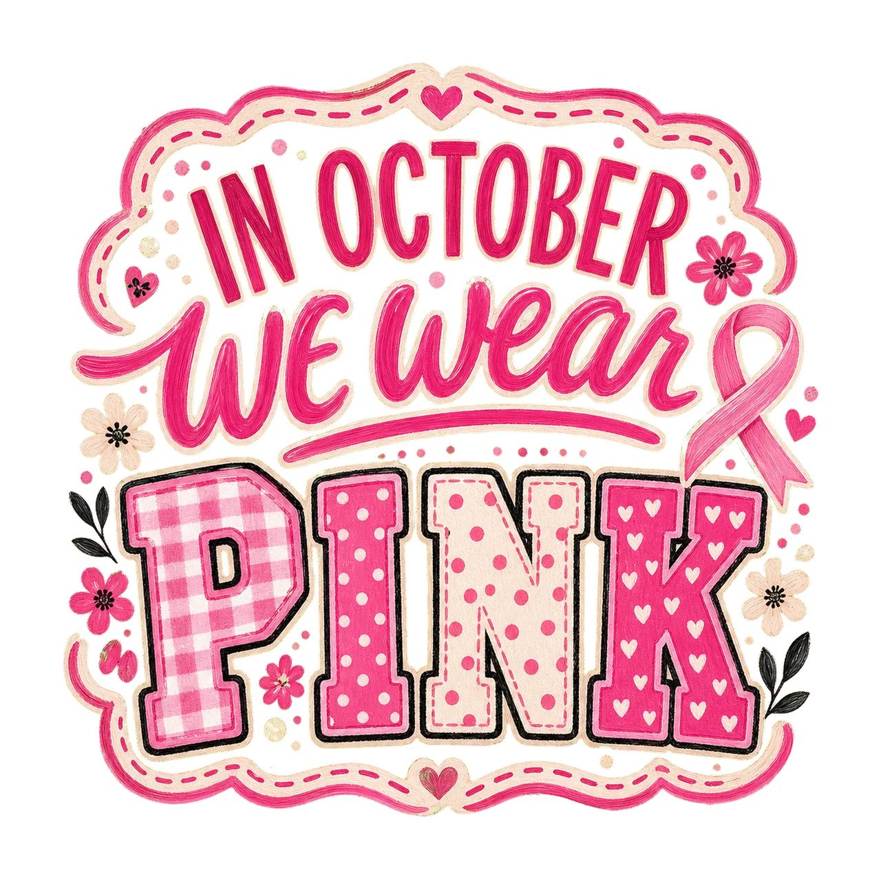 In October We Wear Pink Breast Cancer Awareness Variation B