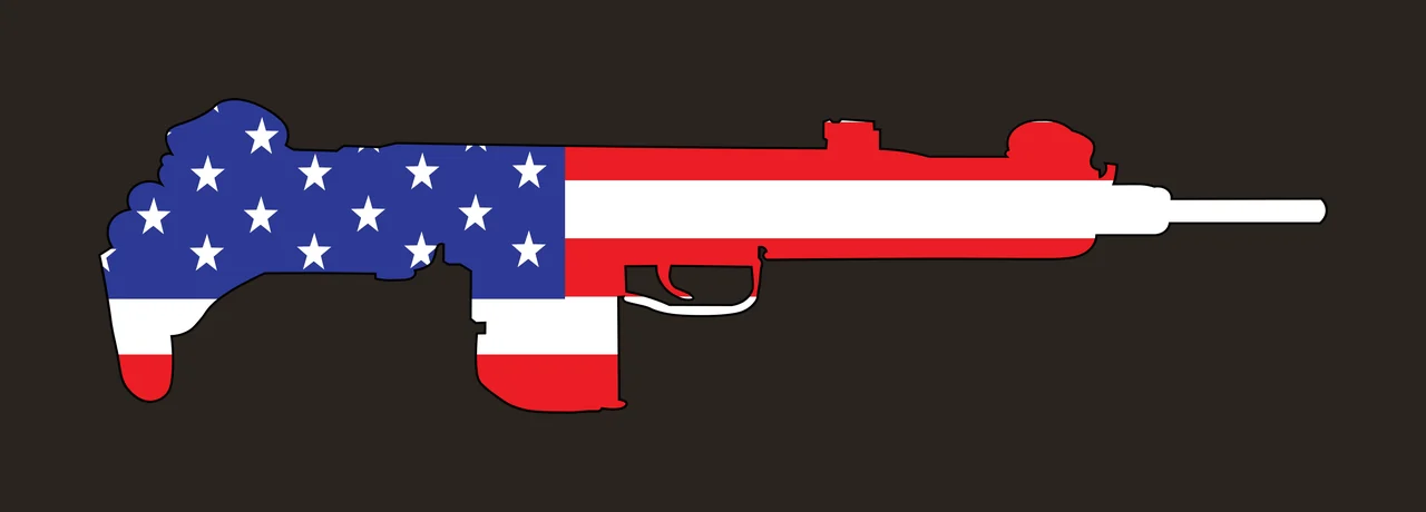 Firearm Silhouette With Stars Design patterned star black white contrast preview thumbnail