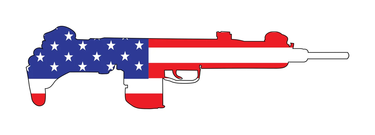 Firearm Silhouette With Stars Design patterned star black white