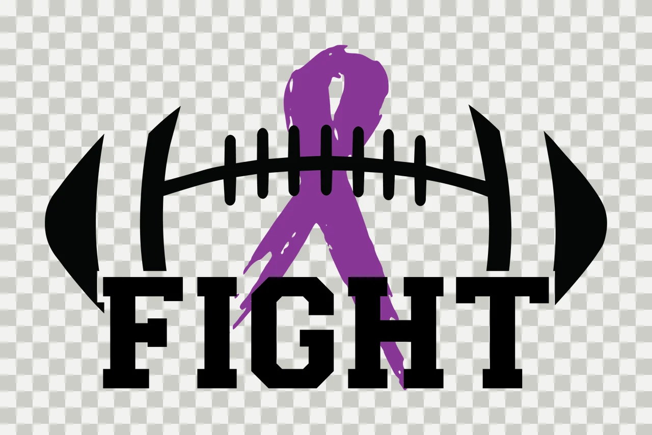 Awareness Fight Text With Football Ribbon Graphic transparency and detail preview thumbnail