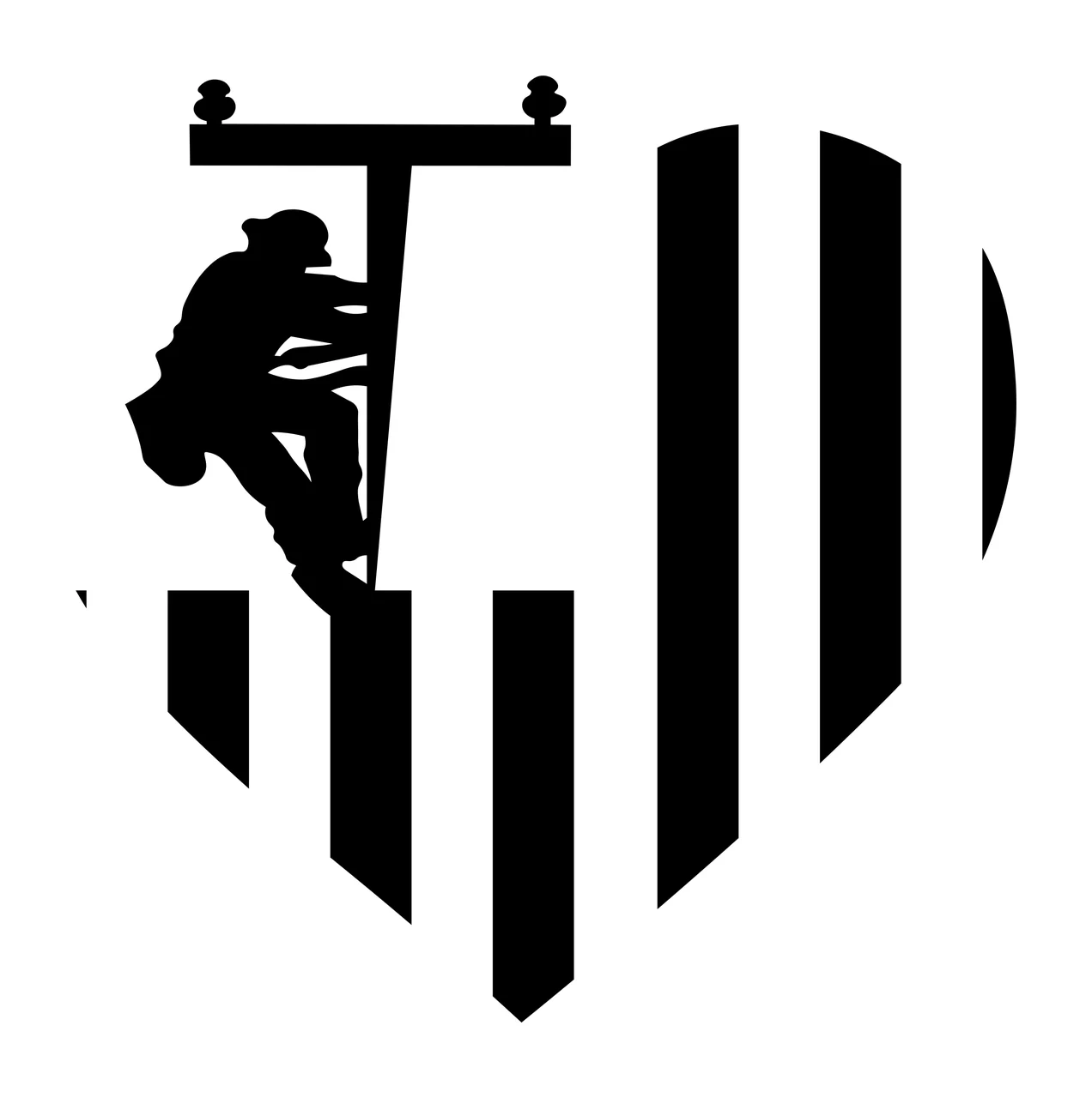 Heart Worker On Power Line Pole Inside Shape climbing striped pattern