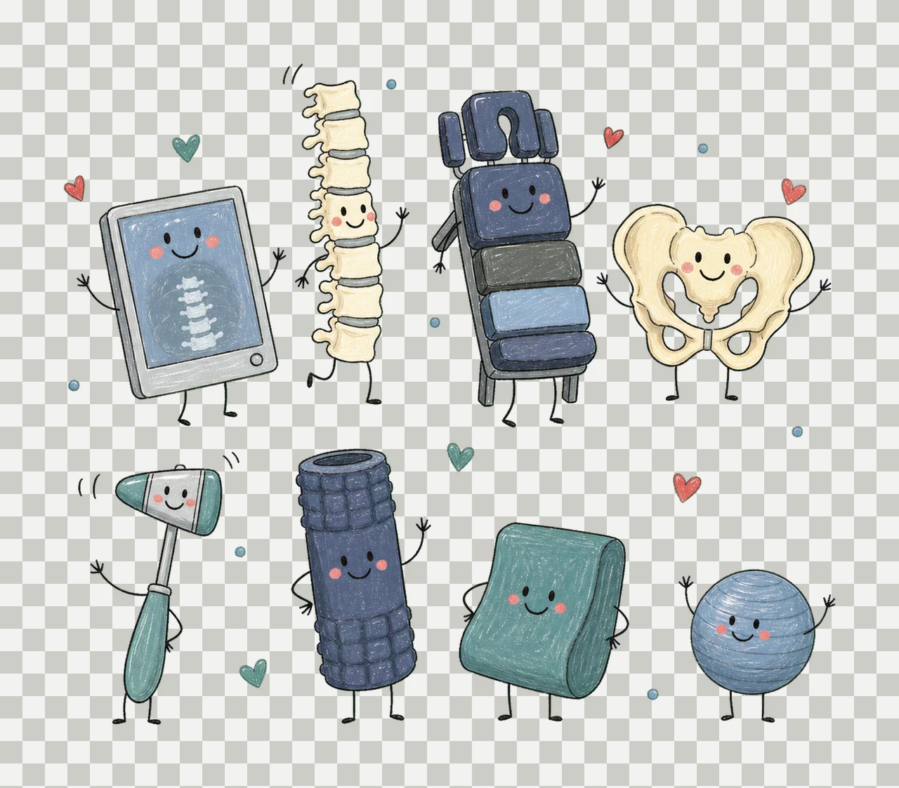 Chiropractor Occupation Doodles Cute Variation B transparency and detail preview thumbnail