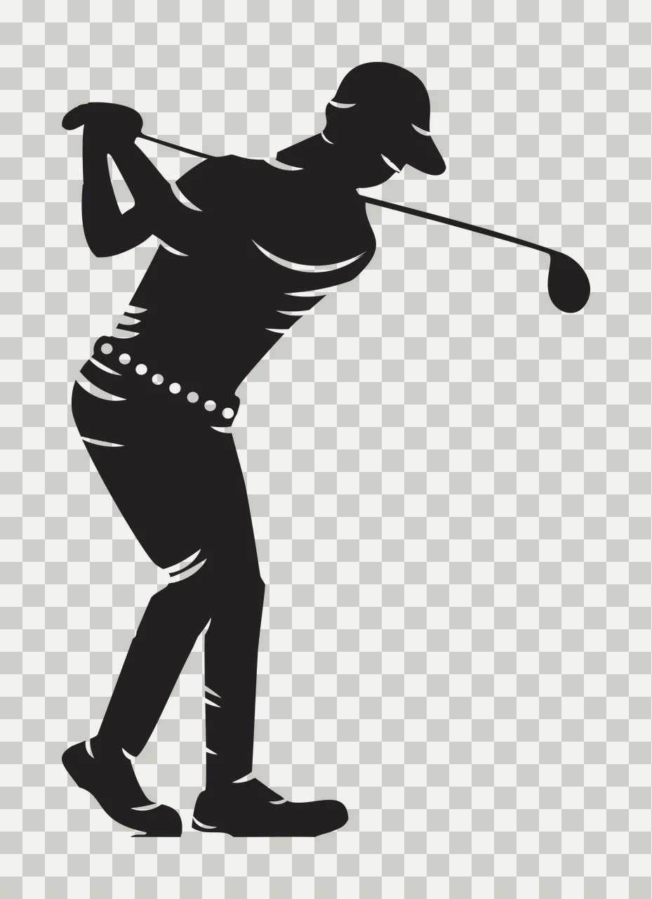Golf Black Silhouette Of A Golfer Swinging Club white swing transparency and detail preview thumbnail