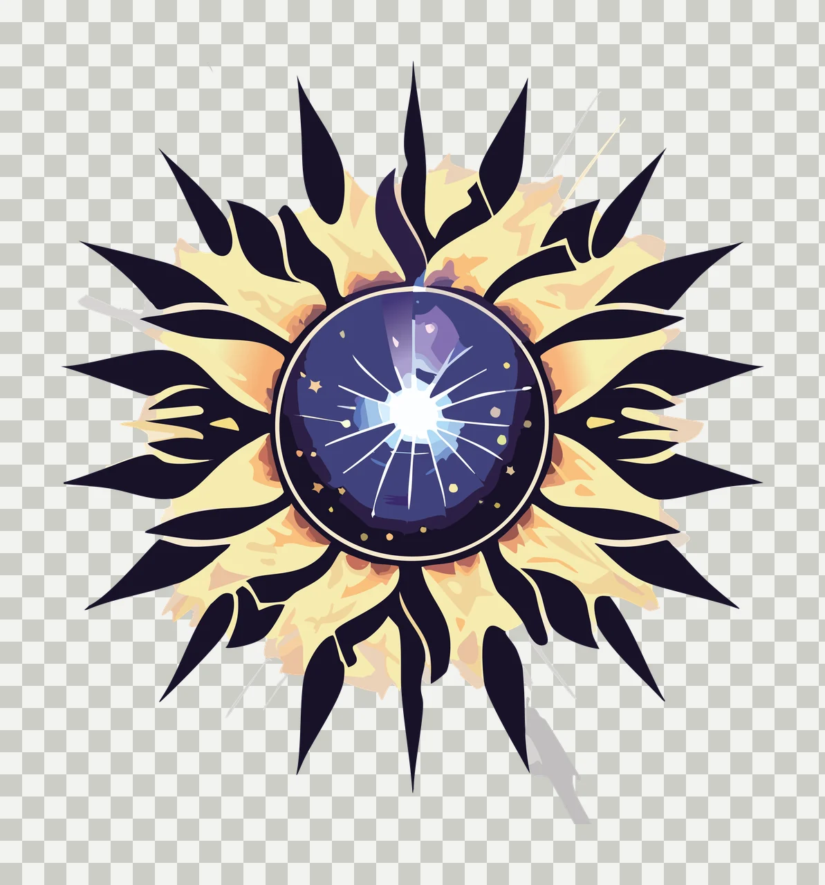 Spiked Circular Icon With Central Eye spikes circle tribal tattoo transparency and detail preview thumbnail