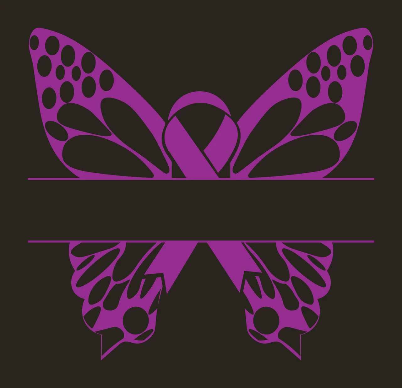 Ribbon Butterfly Frame Graphic Black Silhouette wings awareness contrast preview thumbnail