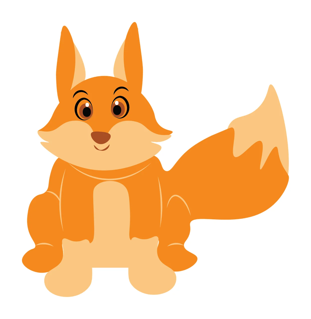 Animal Black Silhouette Of A Sitting Fox ears tail limbs plain