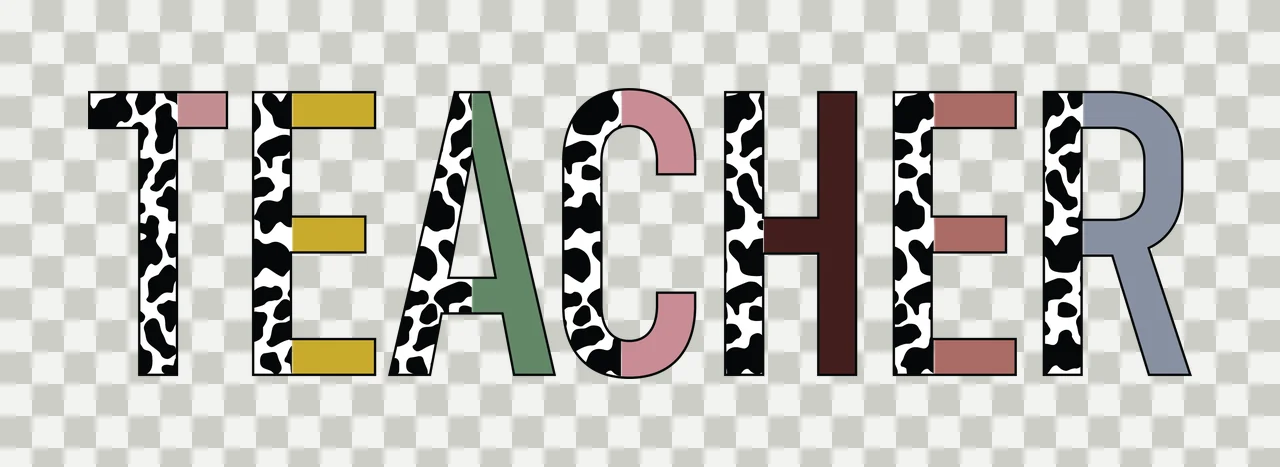 Teacher Black Text Reading In A Bold Sans displaying minimalist transparency and detail preview thumbnail