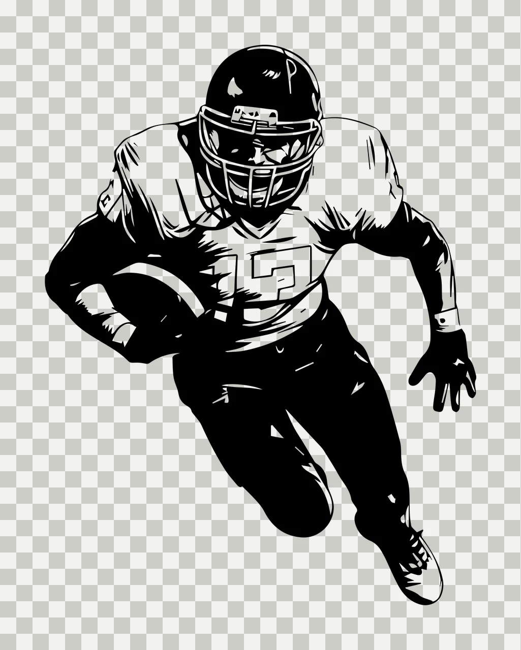 Black And White Running Athlete helmet ball sport high contrast transparency and detail preview thumbnail