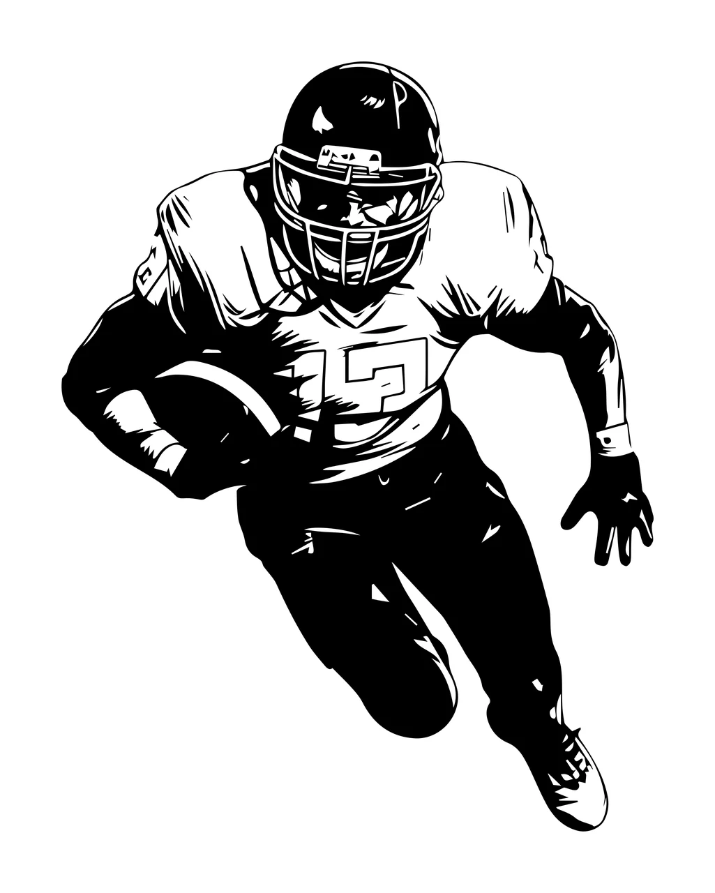 Black And White Running Athlete helmet ball sport high contrast