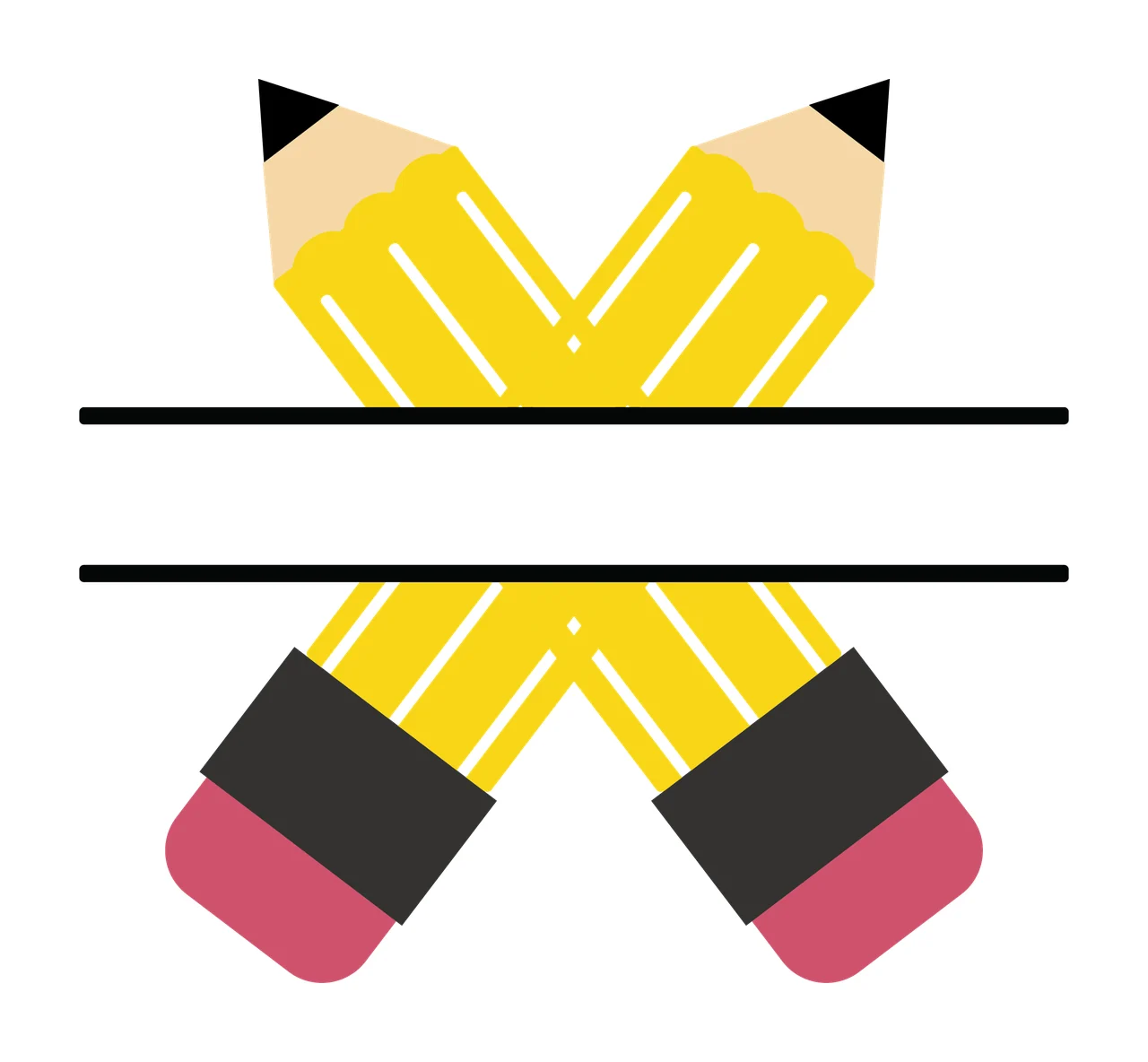 Two Crossed Pencils With A Central Blank Rectangular pencil